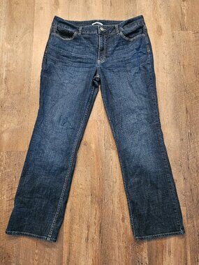 Riders by Lee Mid Rise Straight Leg Jeans Women's Size 18 Medium Dark Wash